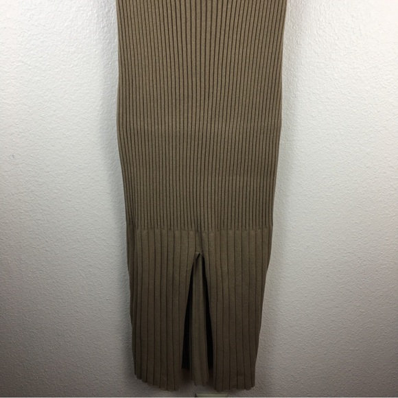 Open Edit Women's Tan Rib Tank Midi Stretch Knit Dress No Size Tag - Picture 8 of 13